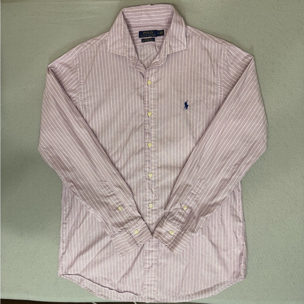 Ralph Lauren Men's Light Pink Striped Button Down Shirt